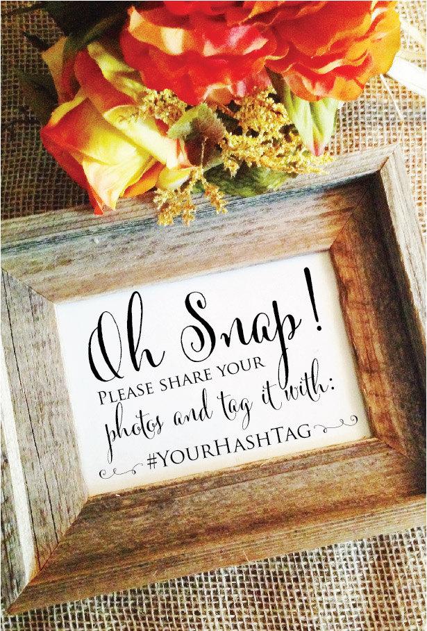 Wedding - oh snap hashtag sign personalized with your hashtag wedding hashtag sign (stylish) (Frame NOT included)