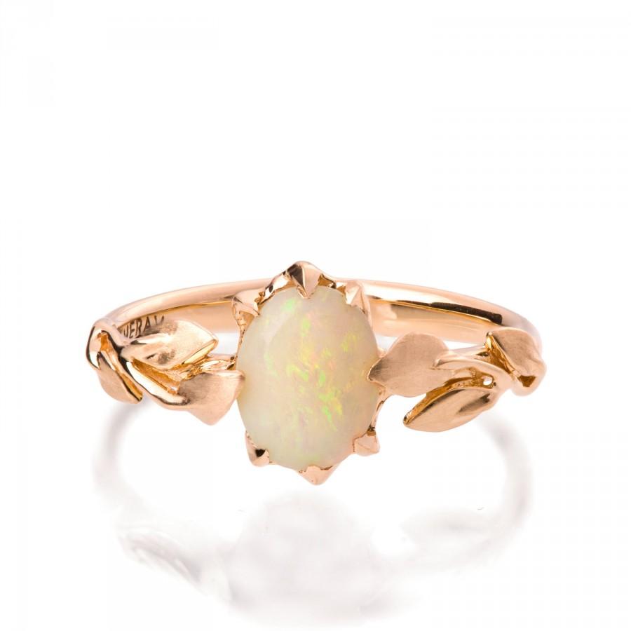 Hochzeit - Opal engagement ring, Opal ring, Opal 18K Rose Gold Ring, Opal Jewelry, Unique Engagement ring, Australian Opal Ring, Leaves Opal Ring, 14