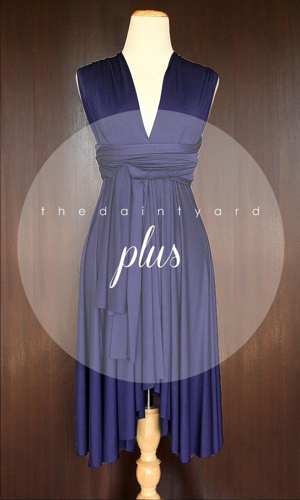 Hochzeit - Plus Size Midnight Blue Bridesmaid Dress Convertible Dress Infinity Dress Multiway Dress Wrap Dress Twist Dress Wedding Dress Prom Dress