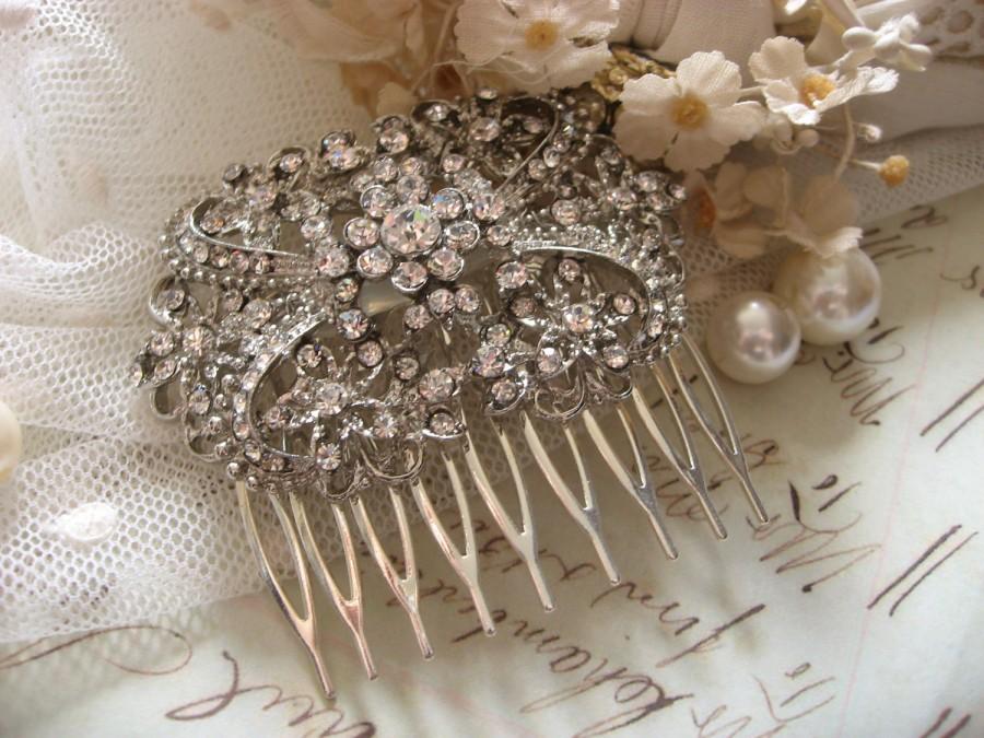 Mariage - Victorian lady rhinestones crystals wedding bridal hair comb