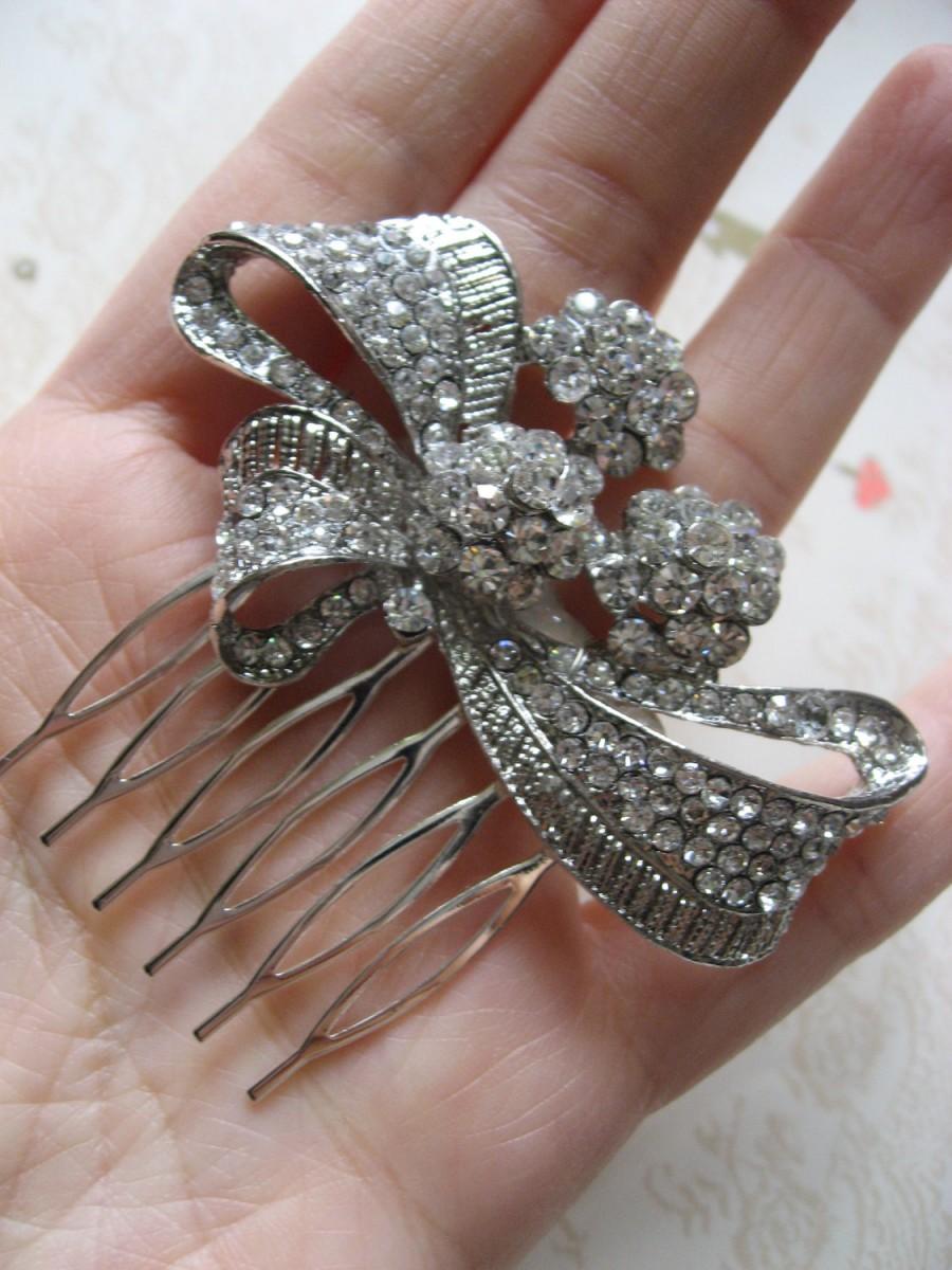Hochzeit - Love Louis sparkle rhinestones crystals wedding bridal hair comb