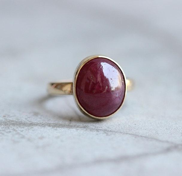 Свадьба - Gold ruby ring -  Ruby ring -  18k gold ring - Wedding ring - Engagement ring - Anniversary ring - Gift for her