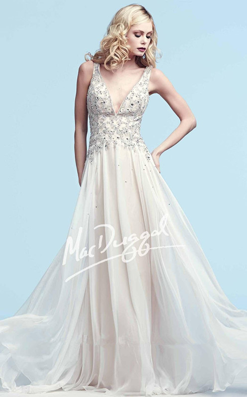 Hochzeit - Ethereal gown with beaded top Mac Duggal 48177Y