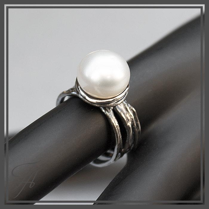 زفاف - White Pearl,South Sea Pearl,Saltwater Pearl,Pearl Ring,Sterling Ring,Handmade Ring,Engagement Ring,Silver Ring,Sea Pearl,Birthstone ring