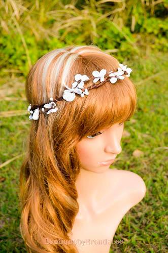 زفاف - BRENDA LEE White flower head wreath floral crown hair accessory/wedding festival event women bohemian boho headband