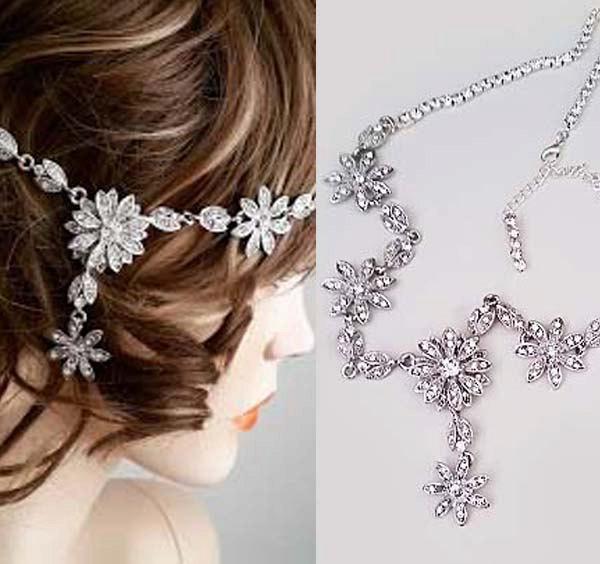 Hochzeit - Rhinestone Headband Wedding, Bridal Head Chain, Art Deco Glam Weddings, Bridal Head band Gatsby Floral Crystal Hair Jewelry Accessories