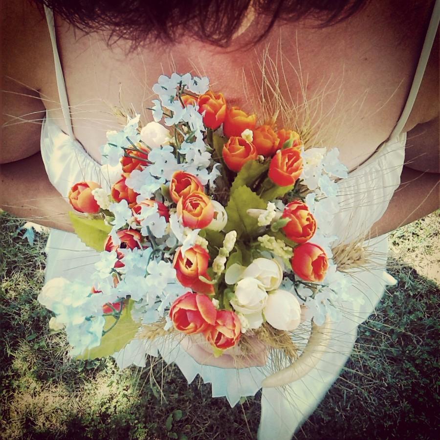 Wedding - Deer Antler Bouquet - Rustic Wedding Bouquet - Country Wedding Flowers - Bohemian Bridal Bouquet - Boho Hippie Wedding - Wheat Bouquet