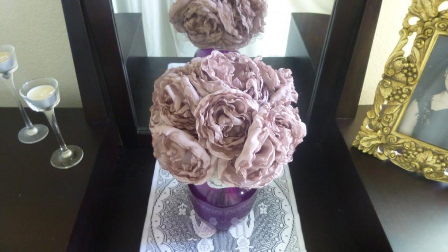 Mariage - Fabric Flower Bouquet, Bridesmaid Bouquet, Peony Flower Bouquet, Fabric Wedding Bouquet, Purple Fabric Bouquet, Lilac Bouquet, Peony Bouquet