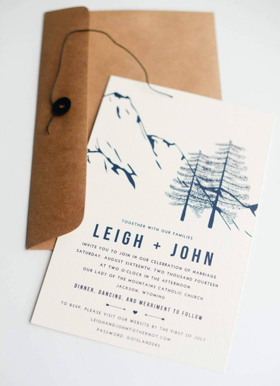 Mariage - Wedding Invitation, Mountain Wedding Invitation, Rustic Wedding Invitation, mountains, nature wedding invitation, navy wedding invitations