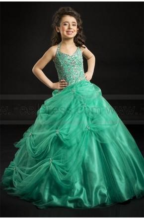 Mariage - A line Halter Beading Bodice Soft Tulle Skirt Girl Pageant Dress