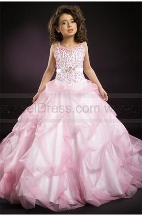 Mariage - A line Sweetheart Beading Organza Satin Girl Pageant Dress