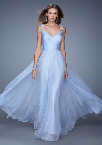 Wedding - 2015 Zipper Blue Lilac Sleeveless Straps Chiffon Floor Length