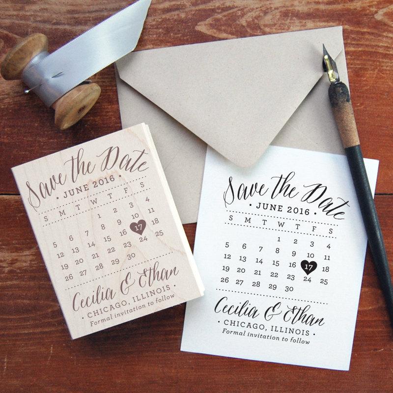 Свадьба - Save the Date Stamp #11 - Calendar Date - Personalized