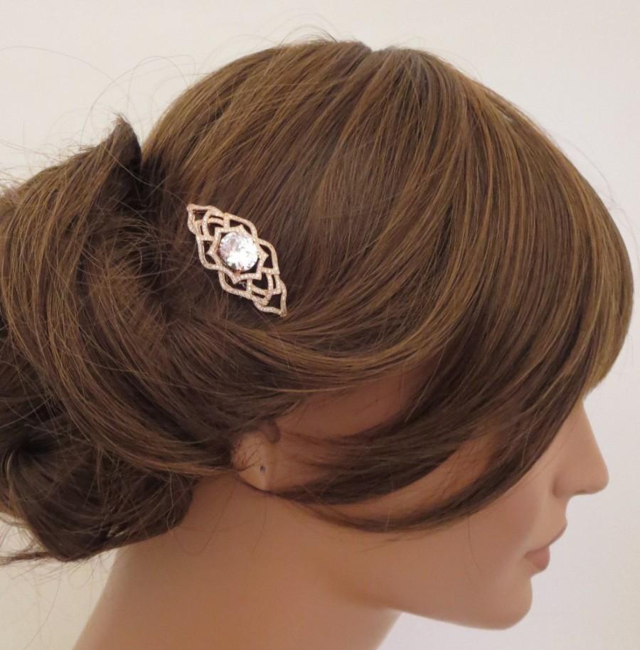 Hochzeit - Rose Gold Bridal hair comb, Wedding headpiece, Bridal headpiece, Crystal Wedding hair comb, Rose Gold hair accessory, Bridal hair clip