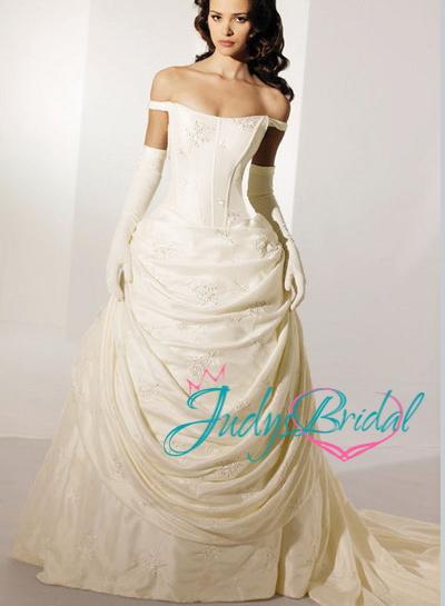 Hochzeit - JC11024 Terrific vintage off shoulder ballgown wedding dresses