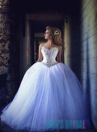 Hochzeit - Sparkles beading details sweetheart neckline ball gown wedding dress