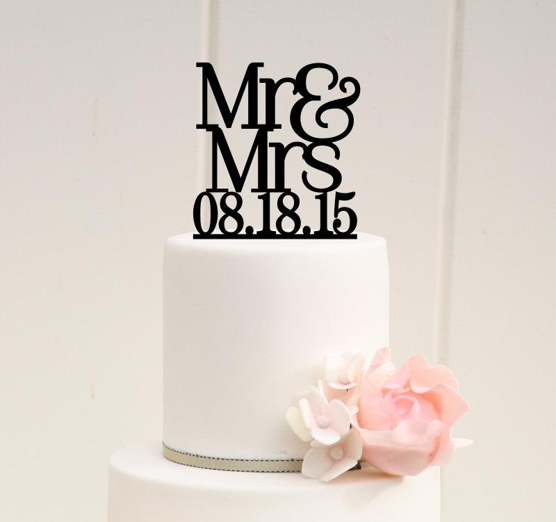 زفاف - Custom Wedding Cake Topper - Mr & Mrs Wedding Cake Topper with Wedding Date