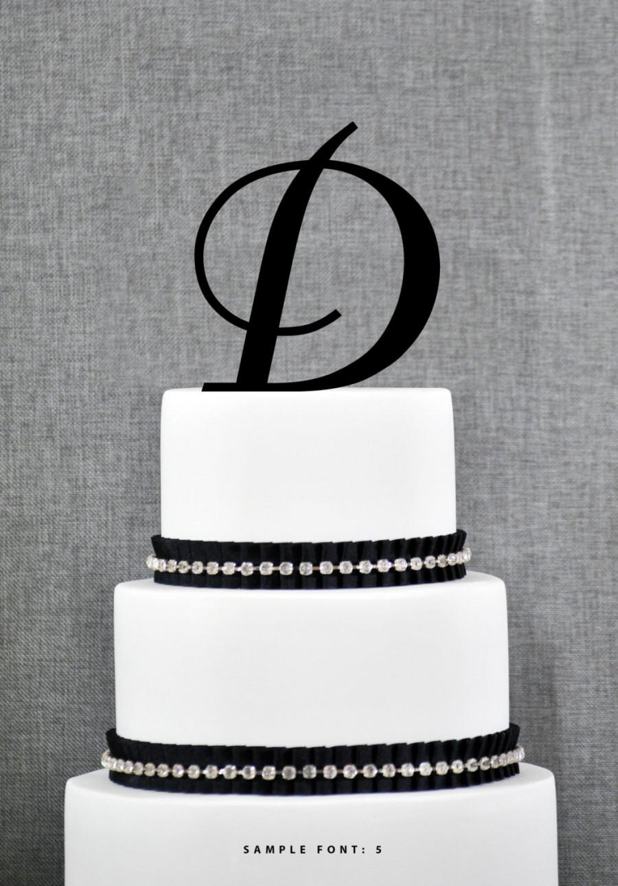 Wedding - Personalized Monogram Initial Wedding Cake Toppers -Letter D, Custom Monogram Cake Toppers, Unique Cake Toppers, Traditional Initial Toppers