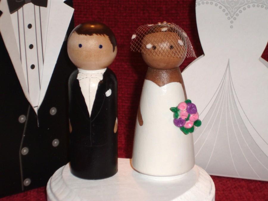 زفاف - Personalized Wood Doll Topper -Wedding Cake Toppers Fully Customizable---3-D Accents