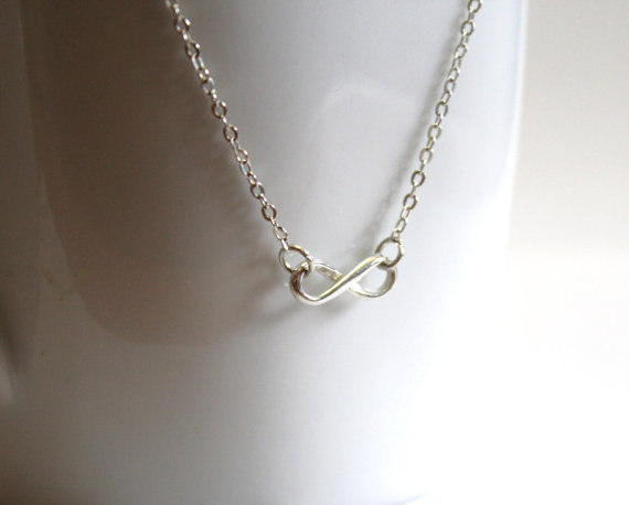 زفاف - Tiny Infinity Necklace, Infinity Pendant Necklace, Sterling Silver Necklace, Girlfriend Gift