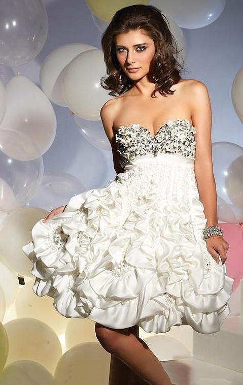 Mariage - Ball Gown A-line Sweetheart Strapless Satin Cocktail Dress