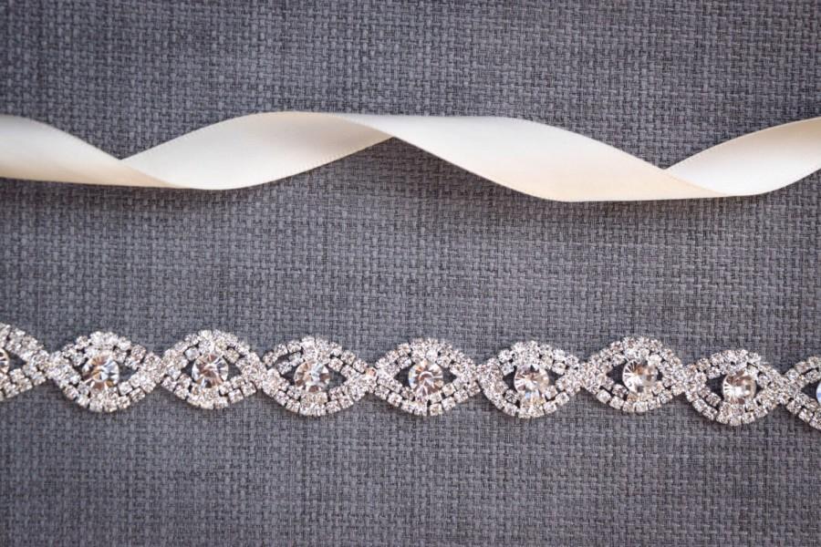 Mariage - Thin Silver Crystal Rhinestone Belt -  Bridal Belt or Bridesmaids Belt - Bridal Sash - Embellished Bridal Belt - EYM B036 Silver