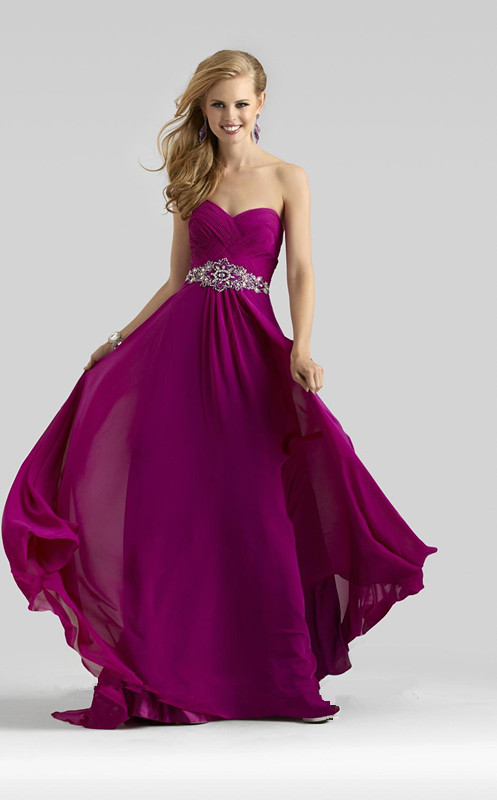 Hochzeit - Strapless ruched gown with accented belt Clarisse 2108