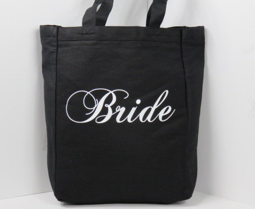 Wedding - Black Bride Wedding Tote Bag  by Bleu Boxx