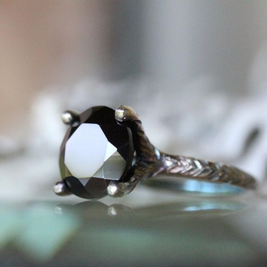 زفاف - Black Spinel Oxidized Sterling Silver Ring, Gemstone RIng, Eco Friendly, Engagement Ring, Cocktail Ring, Stacking Ring -Made To Order