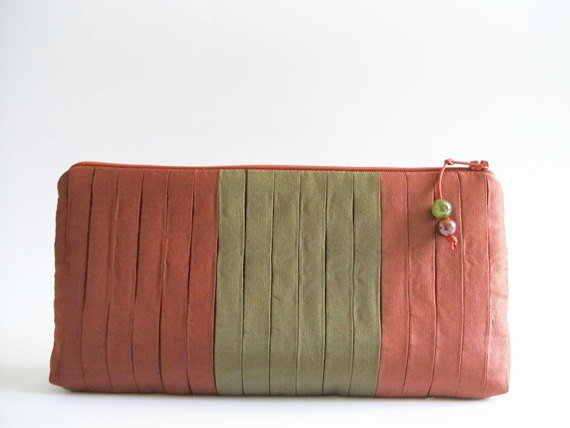 Wedding - Red and Green Clutch, Striped Wedding Purse, Evening Handbag, Cocktail Cosmetic Bag, Prom Bag, Christmas Gift for Her