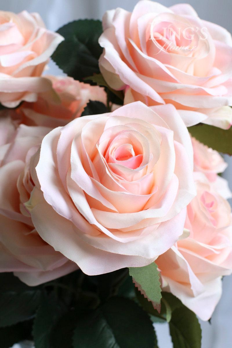 Hochzeit - 10pcs Blush Pink Artificial Rose Flowers - Silk Rose - Real Look Rose Arrangement - Floral Decoration -Wedding Party Decor - FATROS022