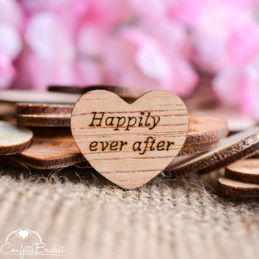 Wedding - 100 Happily Ever After Wood Hearts 1" - Rustic Wedding Decor - Table Confetti - Wooden Hearts - Wedding Invitations