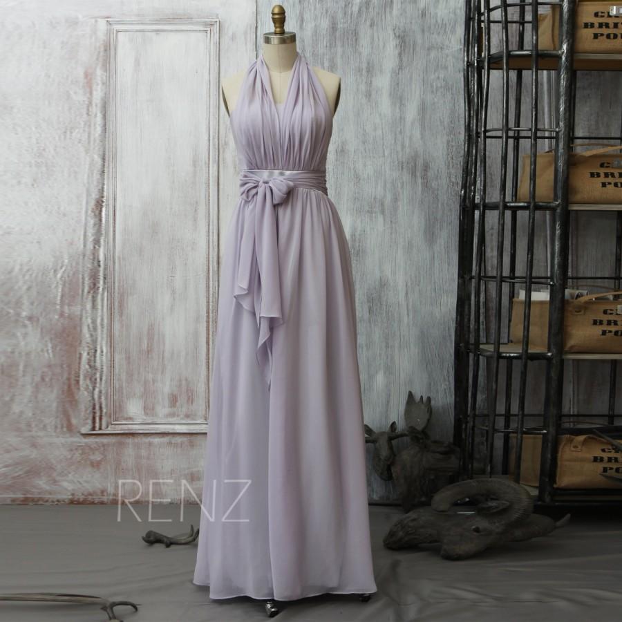 Hochzeit - 2015 Long Gray Bridesmaid dress, Light Grey Bow Wedding dress, Formal Prom dress, Halter Cocktail dress, Maxi dress floor length (F072)