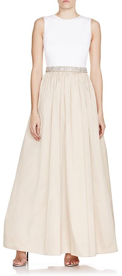 Hochzeit - Aidan Mattox Bridal Embellished Color Block Gown