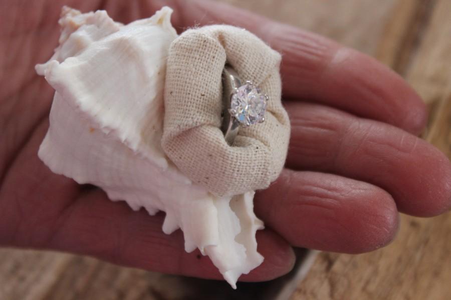 Wedding - Engagement Ring Box, Proposal Box, Sea Shell, Beach, Nautical, Unique, Organic, Natural, Engagement Ring Gift, Ring Holder, Ring Dish