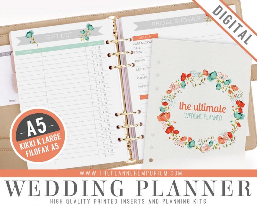 Hochzeit - A5 Ultimate Wedding Planner Organizer Kit - Instant Download - Printable DIY - 52 Unique Pages - To Do List, Budgets & More - Wedding Binder