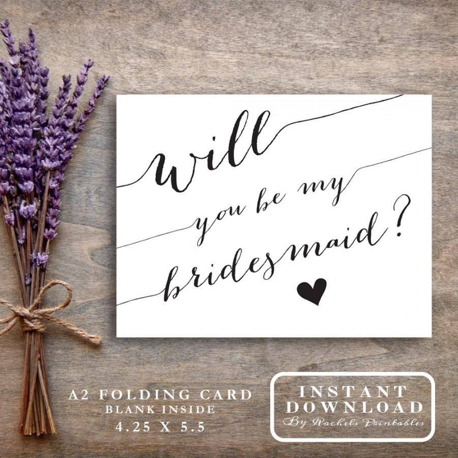 Wedding - Bridesmaid Card Printable "Will You Be My Bridesmaid" Asking Bridesmaid Proposal Invitation