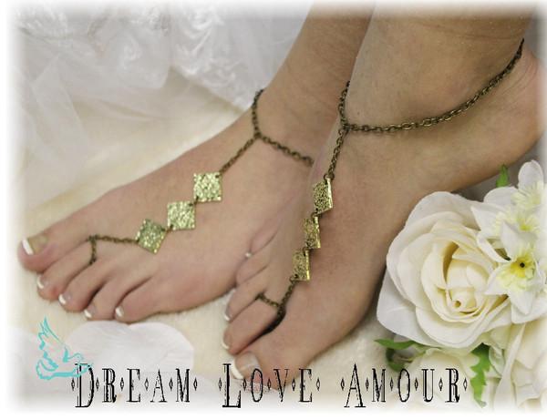Mariage - Barefoot sandals, Enchantment, foot jewelry, footless, beach, wedding, boho, bohemian, hippie 