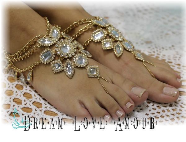 Свадьба - Barefoot sandals, Gypsy Sole, gold, foot jewelry, footless, beach, wedding, hippie, boho 