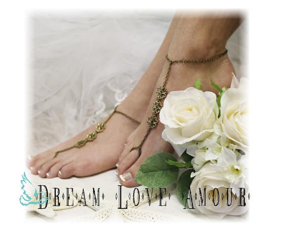 Hochzeit - Barefoot sandals, Lavish Love, beach, boho, gold, gypsy, hippie, footless, 