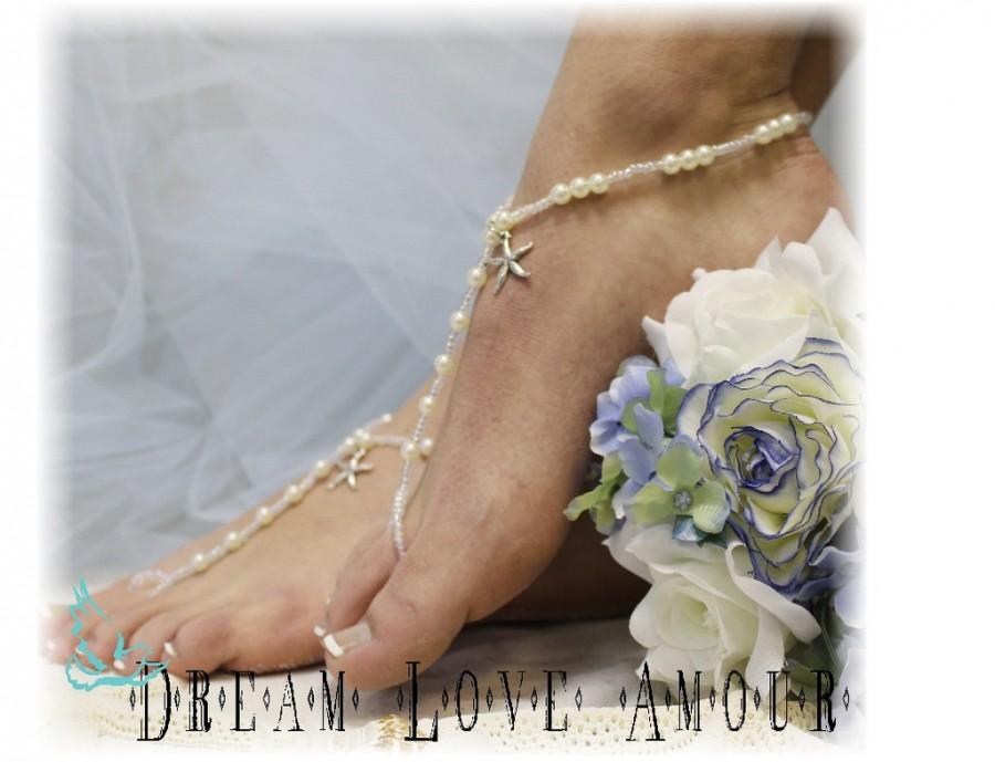 زفاف - Barefoot sandals, sandle, beach, wedding, starfish, footless, jewelry, Key West silver 