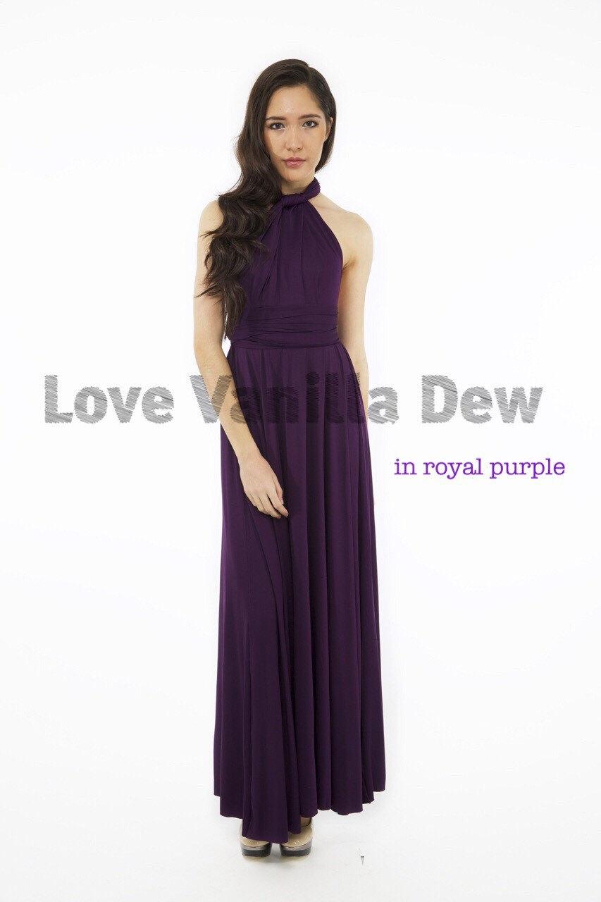 Mariage - Bridesmaid Dress Infinity Dress Royal Purple Floor Length Maxi Wrap Convertible Dress Wedding Dress