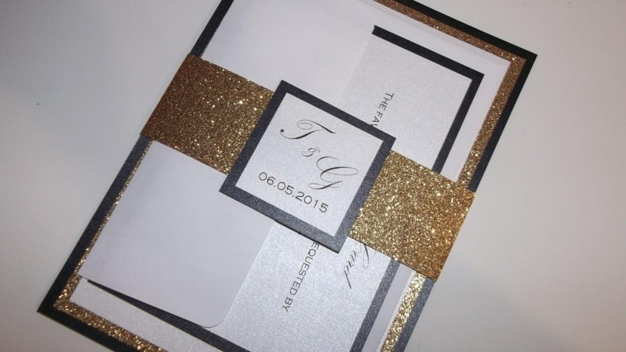 زفاف - Glitter Wedding Invitations - Gold Glitter Wedding Invitation