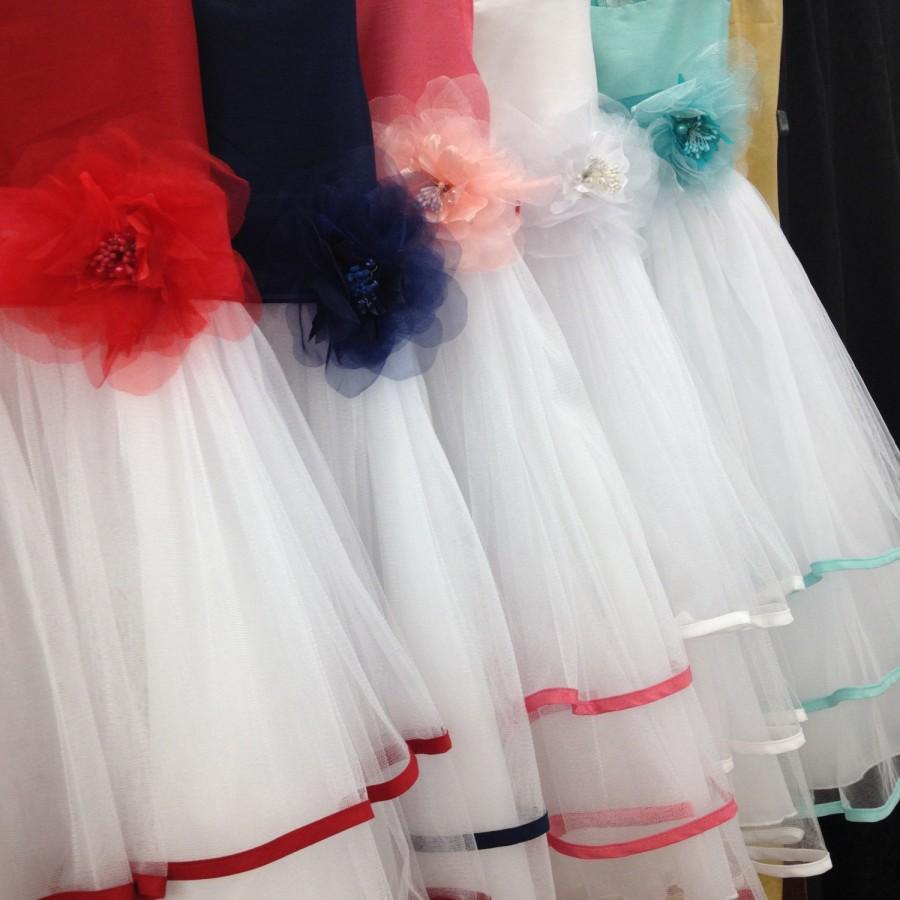 زفاف - NEW Girls Princess Diaries 1239 Satin Triple Lined Edge Sleeveless Bodice Tulle Skirt Pageant Wedding Flowergirl Party dress