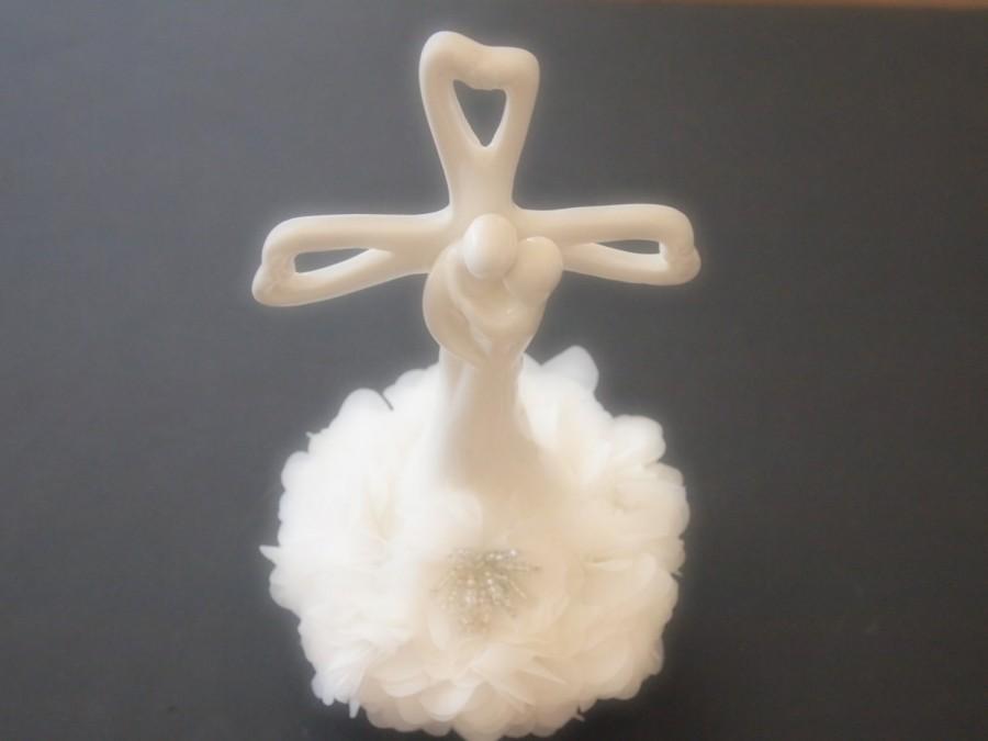 Mariage - Cake Topper Wedding Ivory Cross Bride and Groom White
