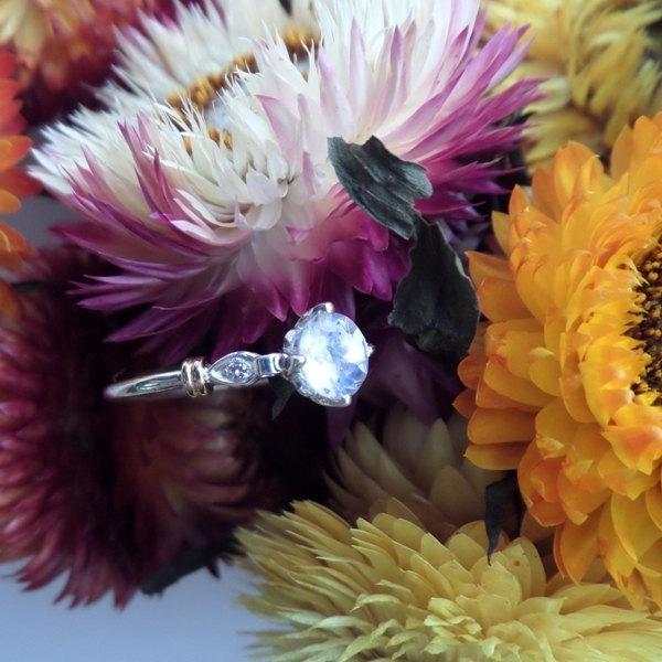 Свадьба - Lavender Moon Quartz and Diamond Engagement Ring, OOAK Setting, Ready to Ship