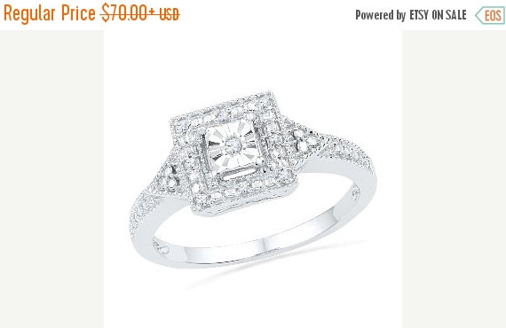Wedding - Holiday Sale 15% Off Unique Halo Engagement Ring, Sterling Silver Ring, Diamond Fashion Ring For Women Also Available in White Gold