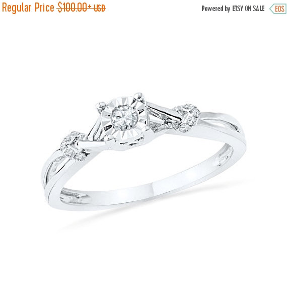 Wedding - Holiday Sale 15% Off Womens Sterling Silver Promise Ring, Diamond Ring With Sterling Silver Setting, Womens Jewelry