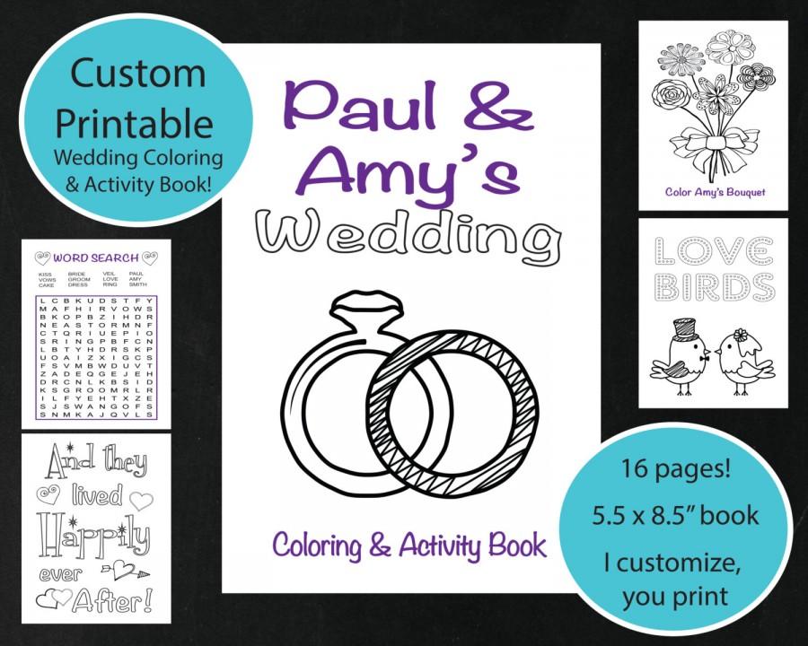 Wedding - CUSTOM Printable Wedding Coloring & Activity Book, Personalized Wedding Coloring Sheet, Reception Game, Kid's Wedding Favor for Children's