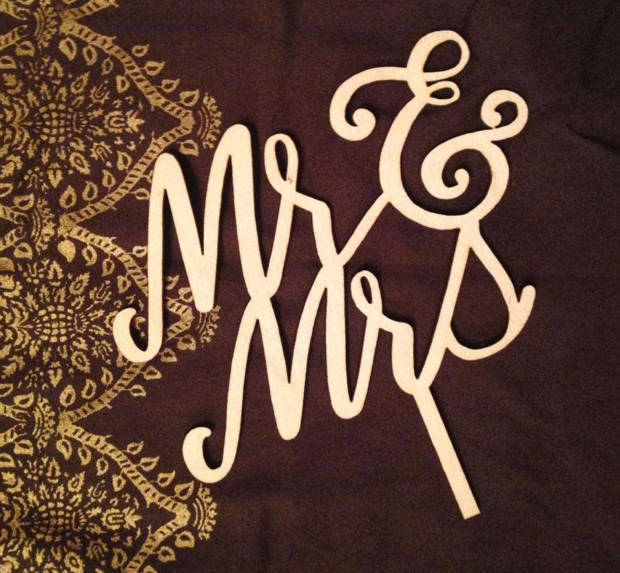 Wedding - Decorative Mr & Mrs Laser Cut Wood Cake Topper 1/8" thick - Mr and Mr - Mrs and Mrs